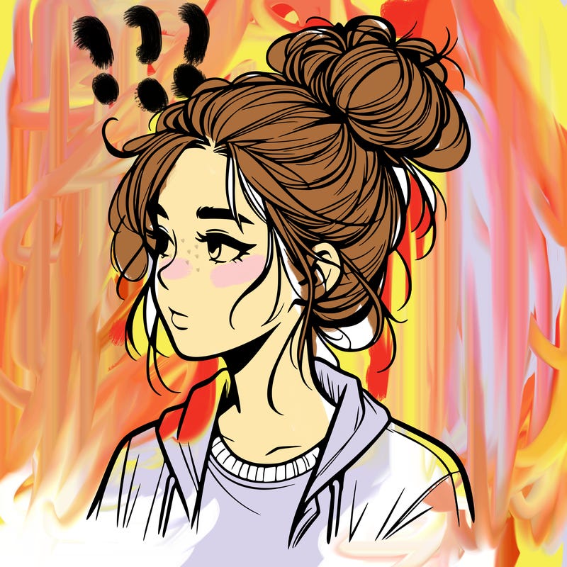 realistic teenage girl with a messy bun