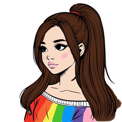 realistic girl with a high ponytail