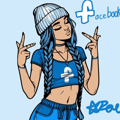 realistic teenage girl with braids and a beanie and crop top doing 🫶🏼