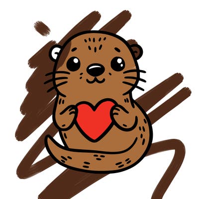 otter with a heart