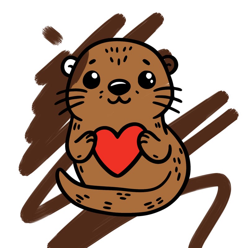 otter with a heart
