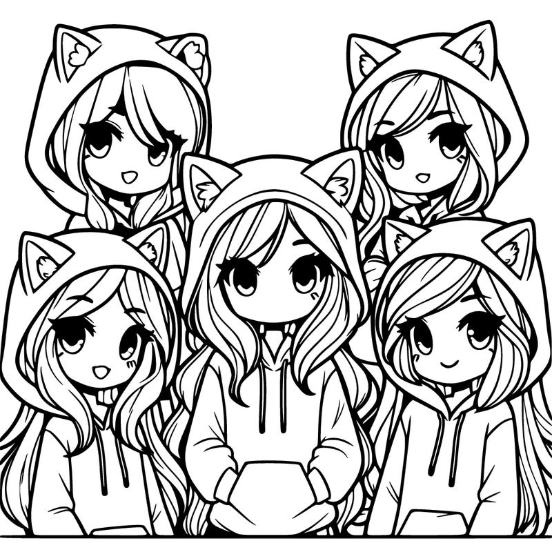 group of girls with fox hoodie