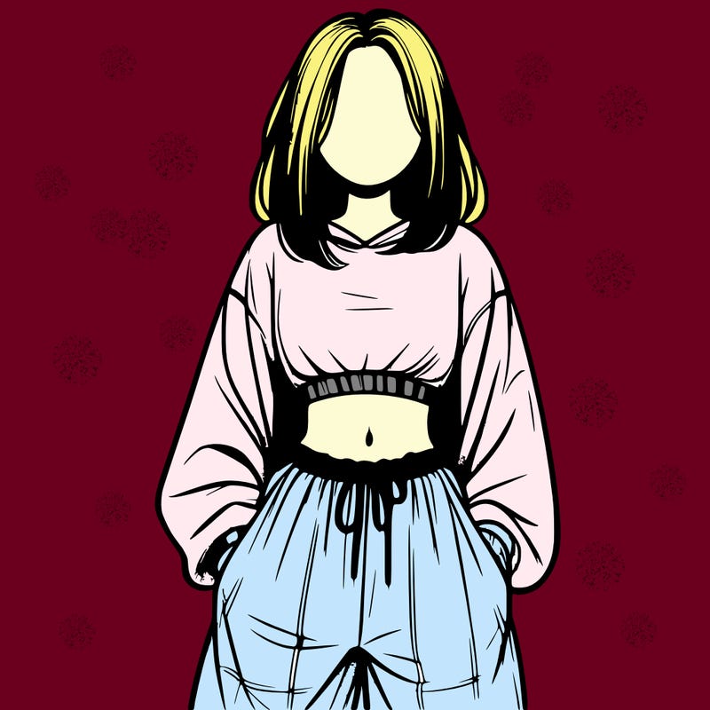 realistic girl faceless with baggy pants and a crop top