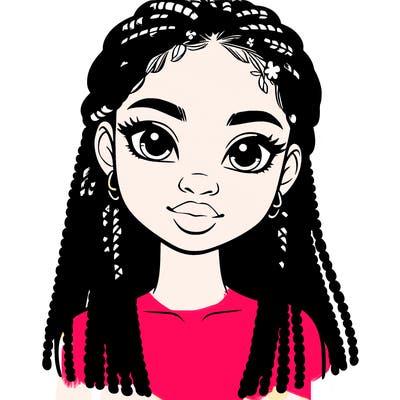 a realistic black girl with braids