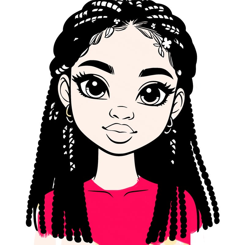 a realistic black girl with braids