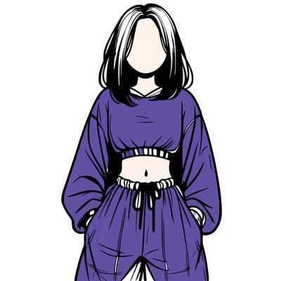 realistic girl faceless with baggy pants and a crop top