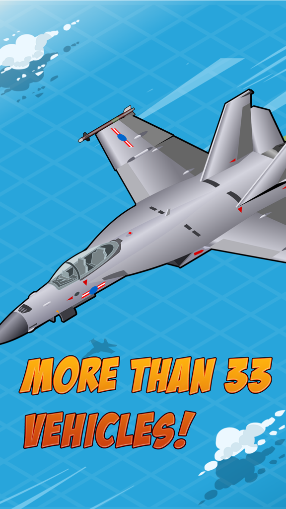 Car Puzzles Drag & Drop - A grey fighter jet illustration from the Car Puzzles Drag and Drop app with the text More Than 33 Vehicles