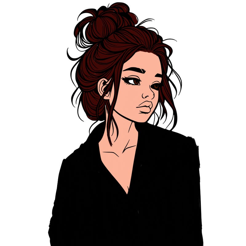realistic woman with pajamas on and a messy bun