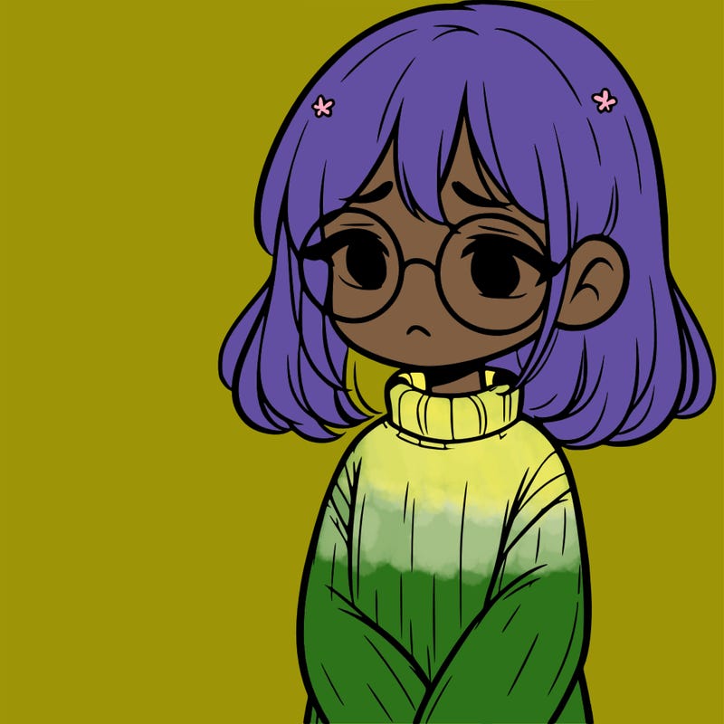 sad girl with glasses in a sweater