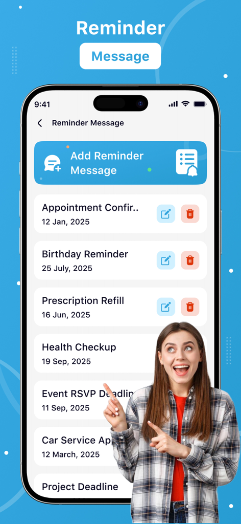Pantalla de smartphone que muestra la función de gestión de mensajes de recordatorio en la aplicación Telegram Plus