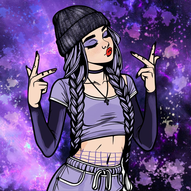 realistic teenage girl with braids and a beanie and crop top doing 🫶🏼