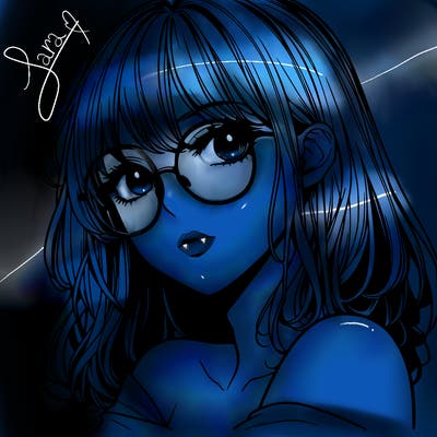 manga woman character with glasses and nice lips