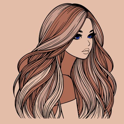 realistic girl with long realistic hair