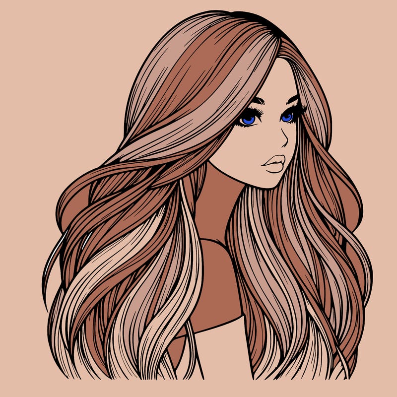realistic girl with long realistic hair