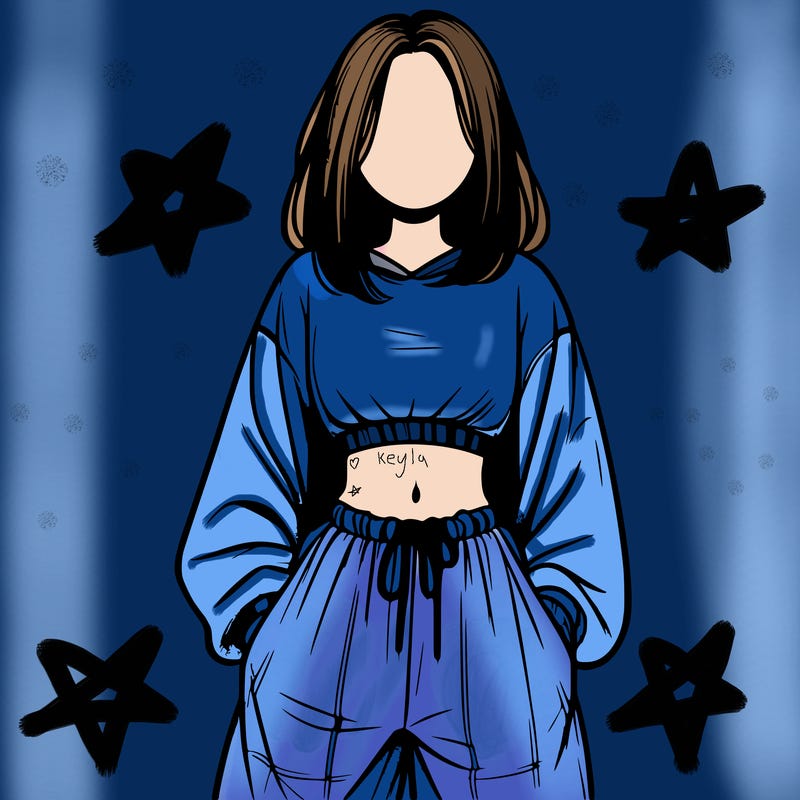 realistic girl faceless with baggy pants and a crop top