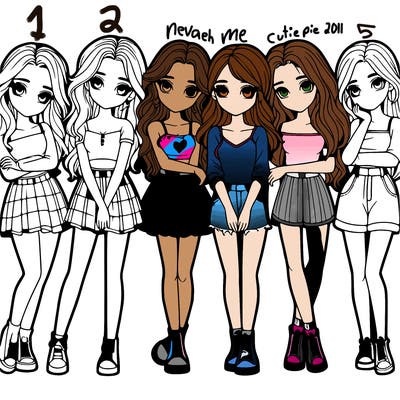 a group of girls realistic