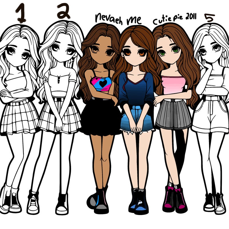 a group of girls realistic