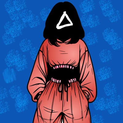 realistic girl faceless with baggy pants and a crop top
