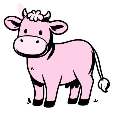 pink and white cow