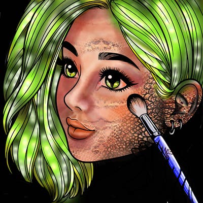 a realistic girl doing her makeup