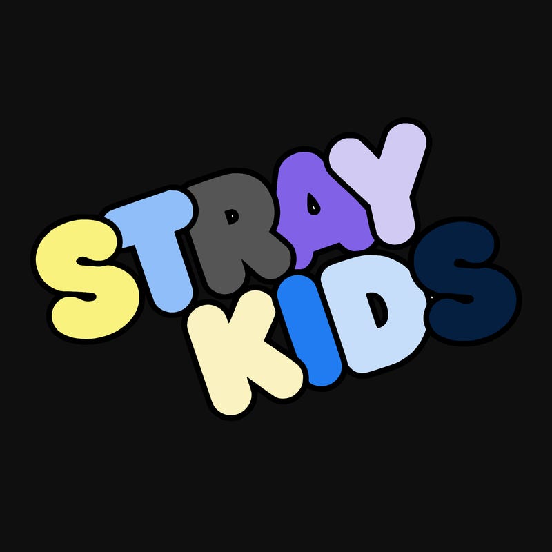 bubble letters saying stray kids