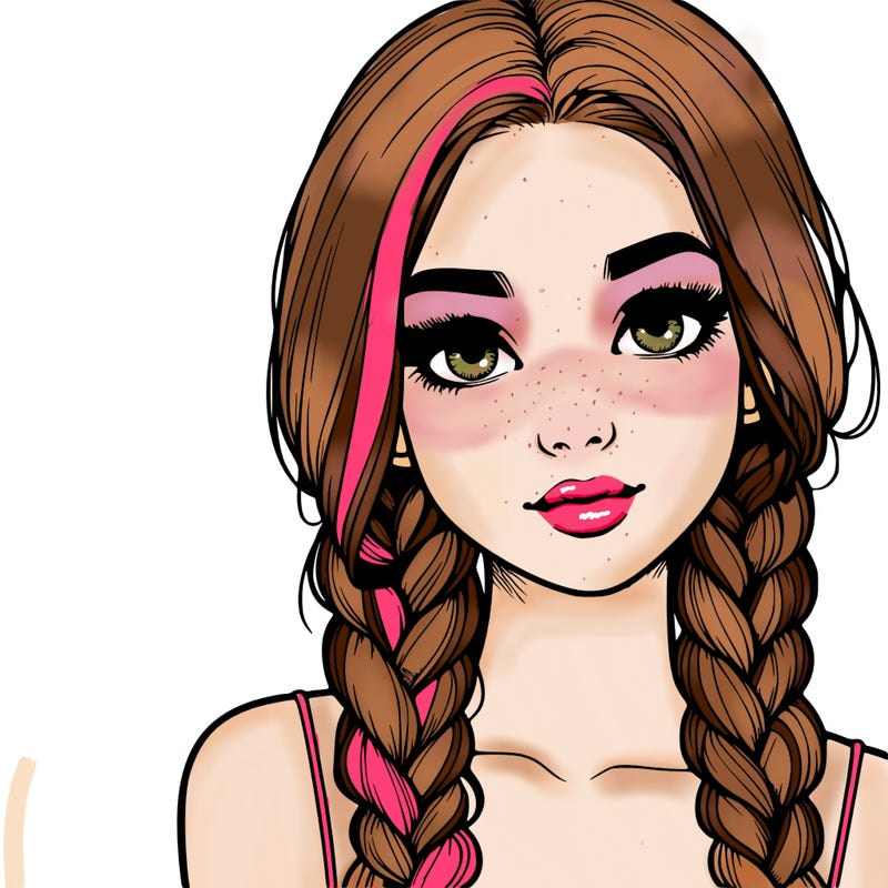 realistic girl with braids