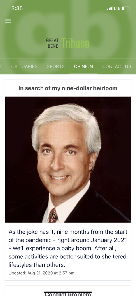 Great Bend Tribune - Great Bend Tribune app showing an opinion article with an author headshot