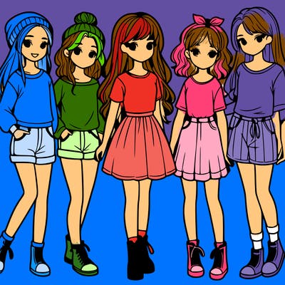 a group of five girls