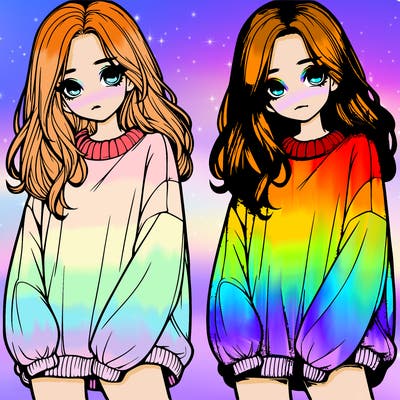 realistic girl with baggy sweater