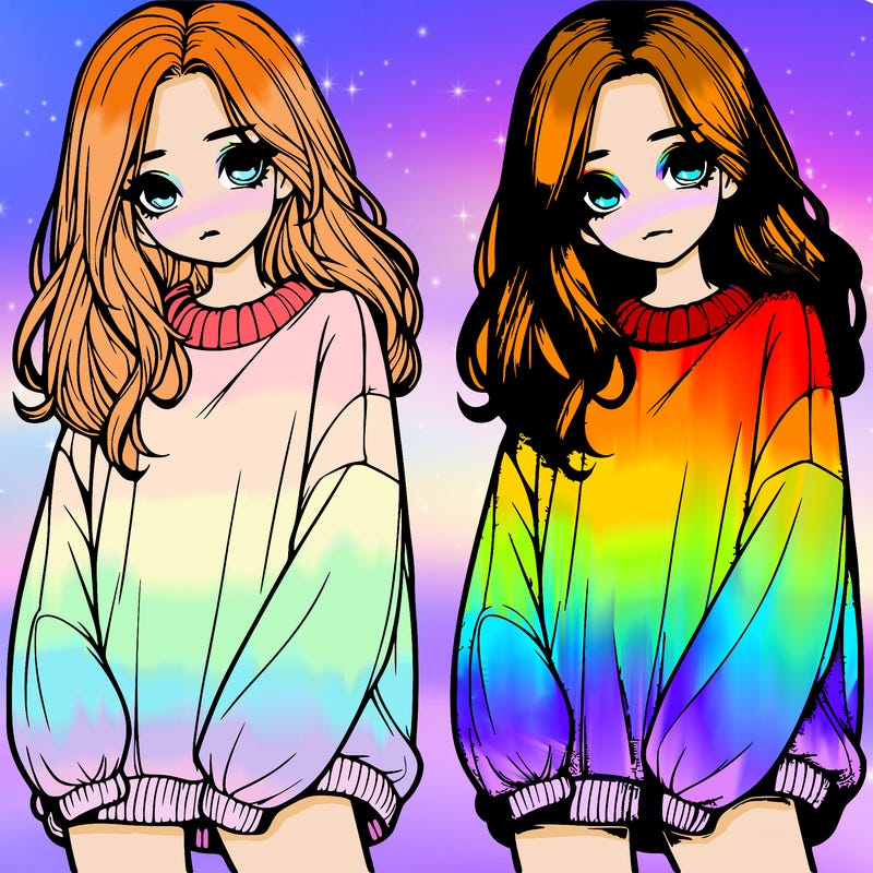 realistic girl with baggy sweater