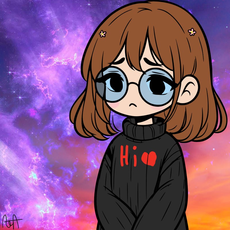 sad girl with glasses in a sweater