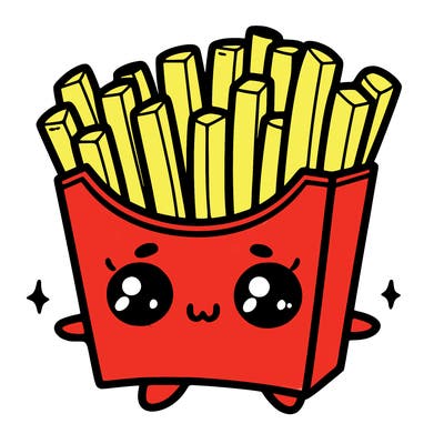 a cute. french fries