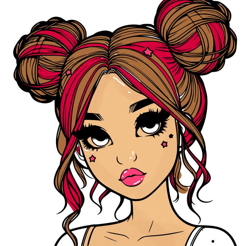 realistic girl with space buns