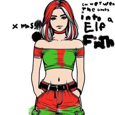 realistic teenage girl with a crop top and cargo jeans