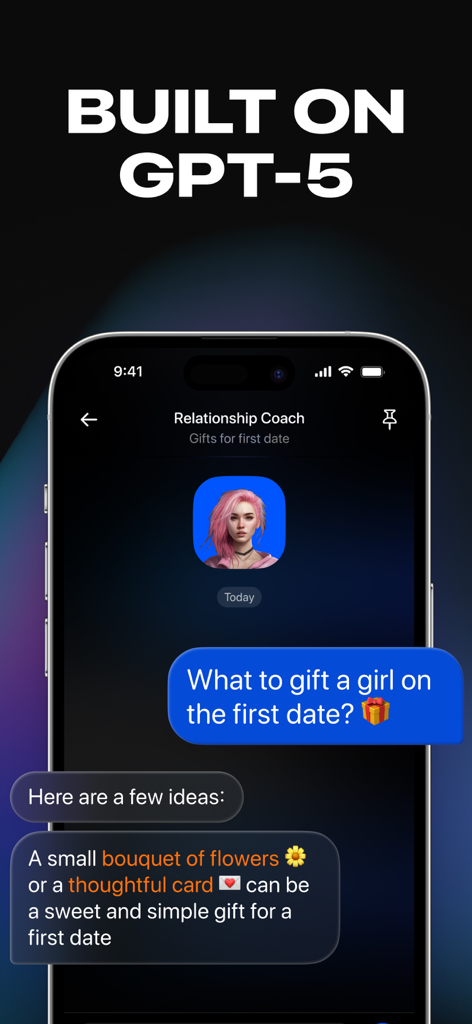 Openchat: AI Chatbot Copilot - Openchat AI chatbot interface showing relationship advice for first date gift ideas