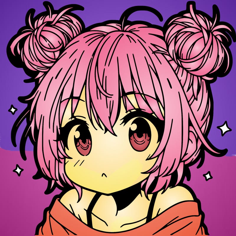 a manga girl with messy small buns