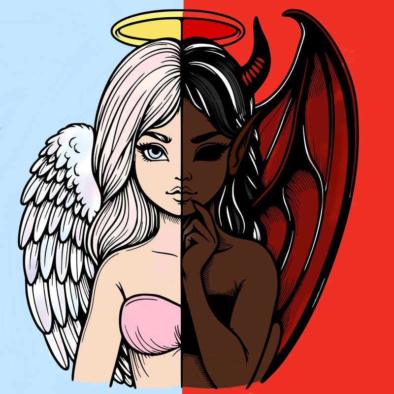 realistic angel half demon