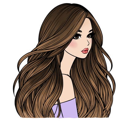 realistic girl with long realistic hair
