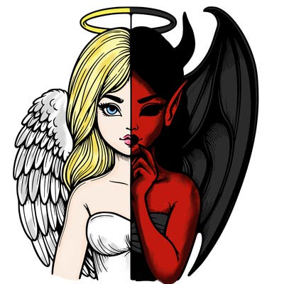 realistic angel half demon