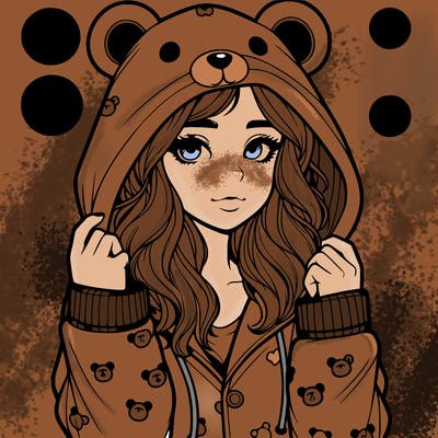 realistic girl in a animal pjs hoodie