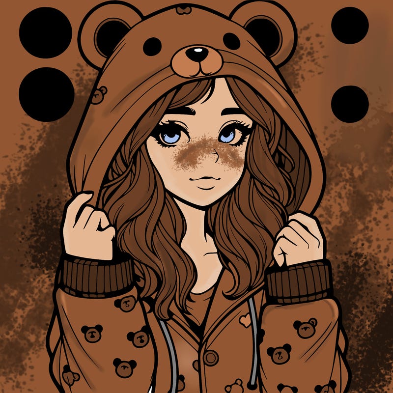 realistic girl in a animal pjs hoodie