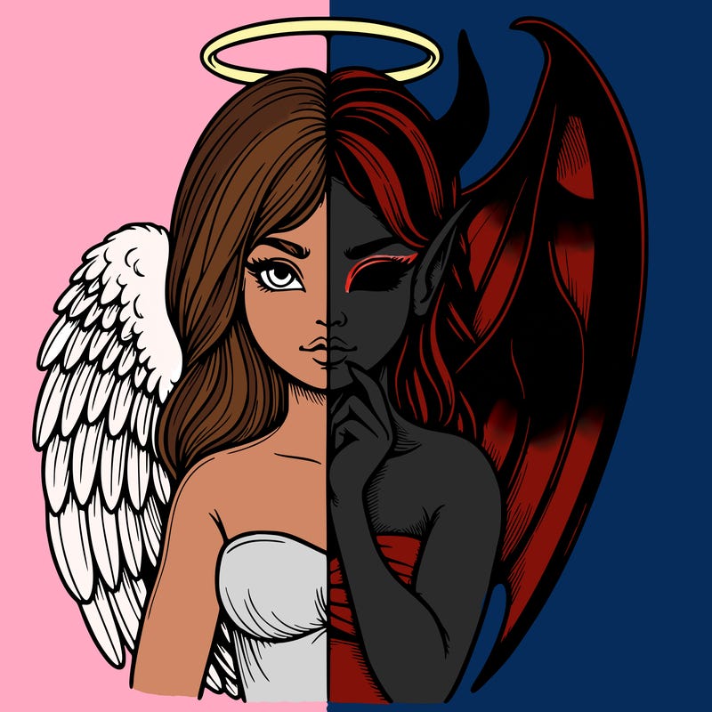 realistic angel half demon