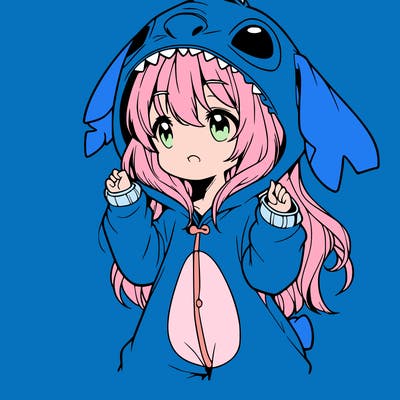 anime girl in a stitch onsie