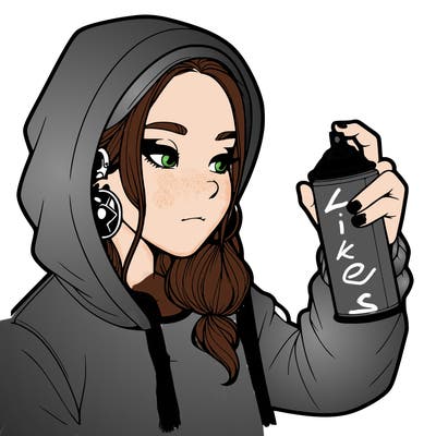 a realistic girl, spray painting