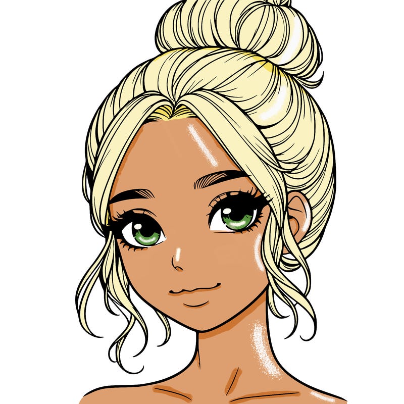 realistic pretty girl with hair in bun