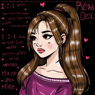 realistic girl with a high ponytail