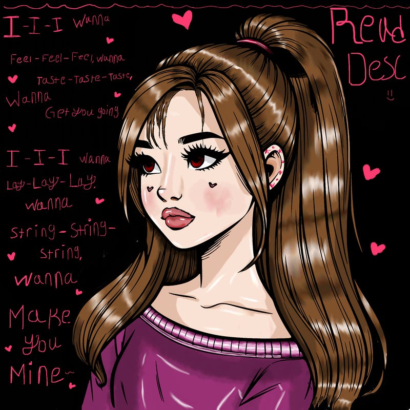 realistic girl with a high ponytail