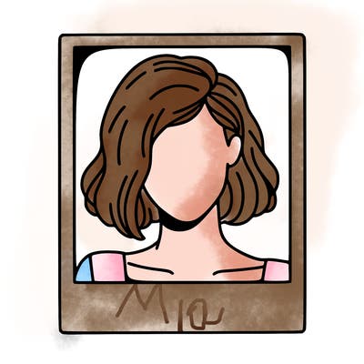 a polaroid portrait of swift's face cut off at the eyes