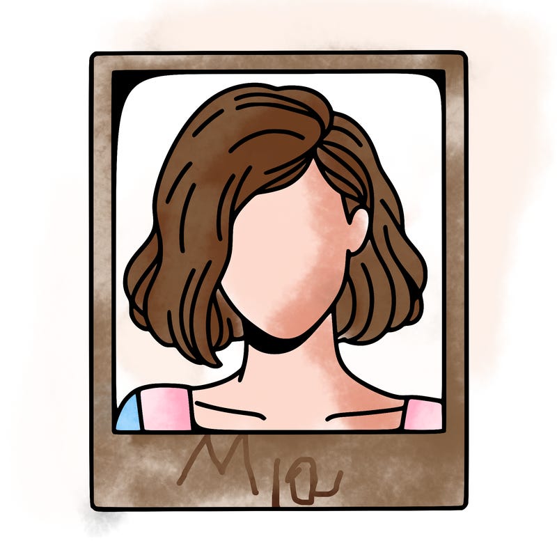 a polaroid portrait of swift's face cut off at the eyes