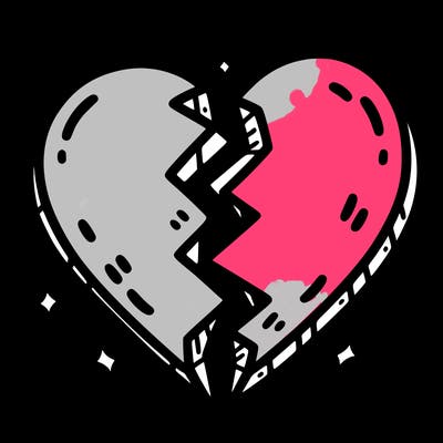 split in half heart